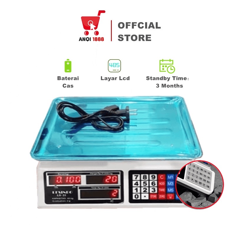 Digital Computing Scale 40kg Double Display/Timbangan Buah  ANQI 1888