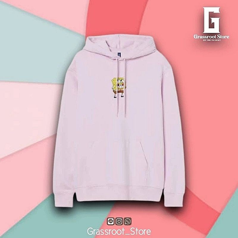 Hoodie H&M Spongebob Bordir Pink Original