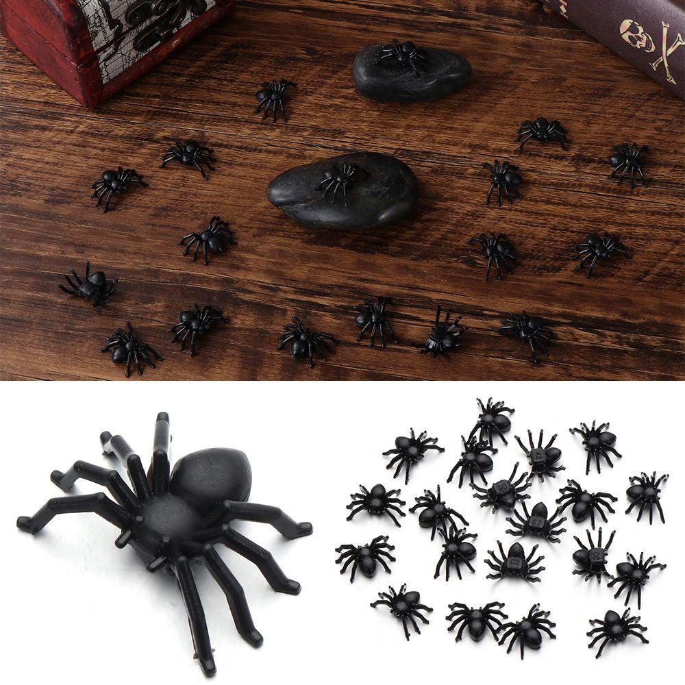 Nanas 20Pcs Simulasi Spider Horror Mainan Rumit Mini Plastik Dekorasi Halloween