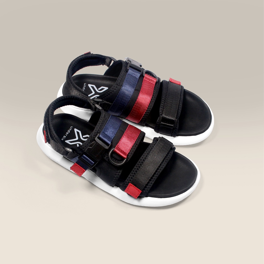 UNDERSIX - Ghea 555 Sandal Gunung Wanita Sandal Outdoor Cewe Sandal Gunung Kasual Sandal Cewe-GHEA 300 (HITAM KOM)