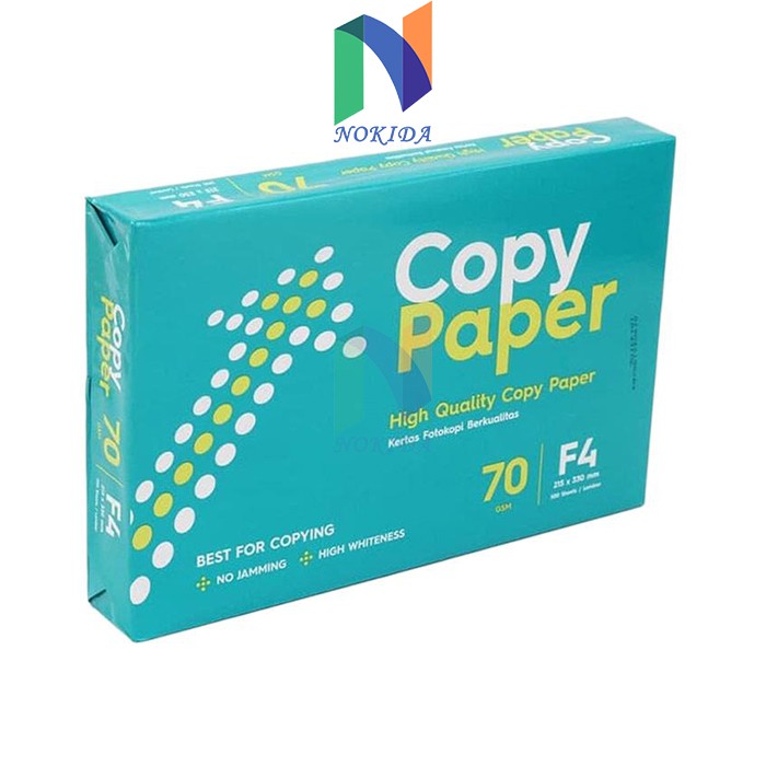 

Nokida Kertas HVS F4 70 g Copy Paper 1 Rim/500 Lembar Untuk Print dan Fotocopy