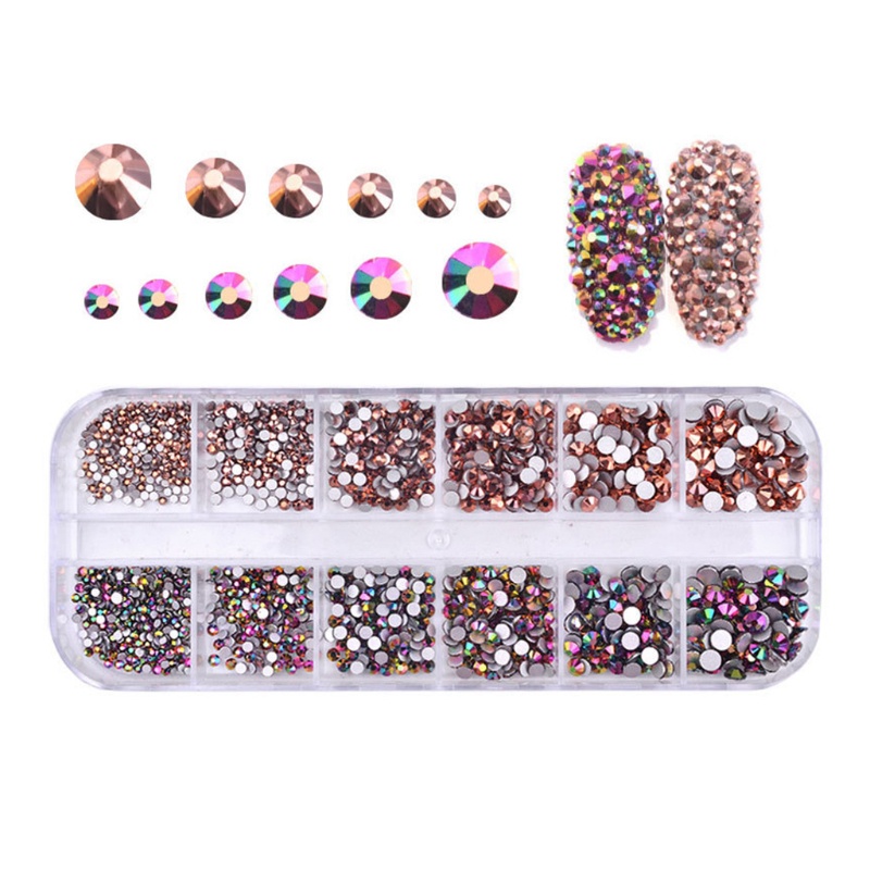 Siy 1440pcs Kristal Berlian Imitasi Glitter 3d 12 Ukuran Campur Untuk Dekorasi Nail Art