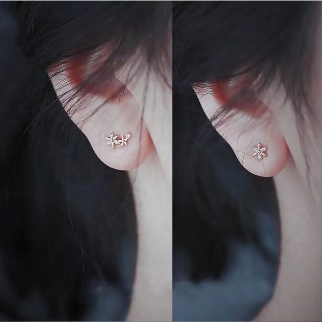 Korea Anting Berlian Mutiara Kecil Yang Indah S925 Perak Emas Perhiasan Fashion Wanita Anting Baja Titanium Earrings Stud