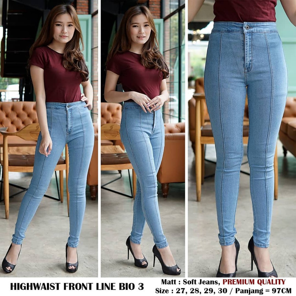 CELANA JEANS HIGH WAIST 27-34 // HIGHWAIST HW LIPAT TULANG TENGAH