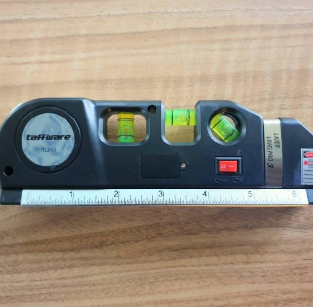 Penggaris Laser Waterpass Meteran Laser Fixit Level Pro 3 Penggaris Tukang pasang Keramik 250 Cm COD