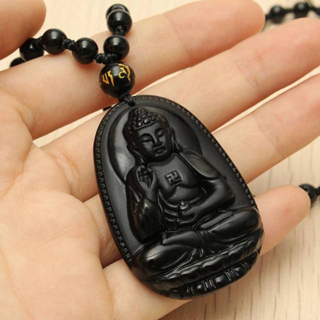 KALUNG BATU BLACK OBSIDIAN ASLI BUDDHA