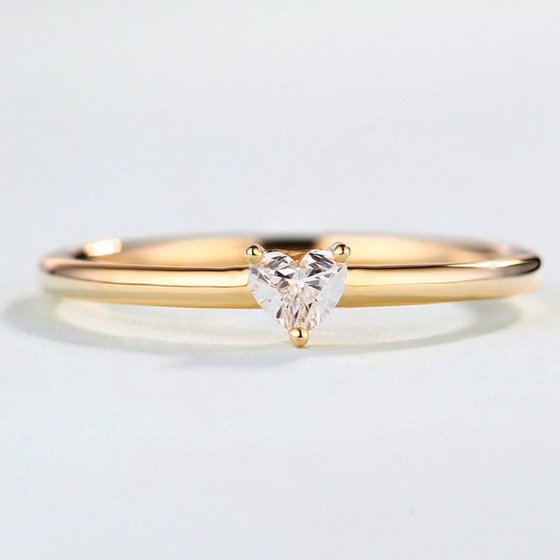 Cincin Tipis Wanita Bentuk Hati Kecil Warna Emas untuk Pesta