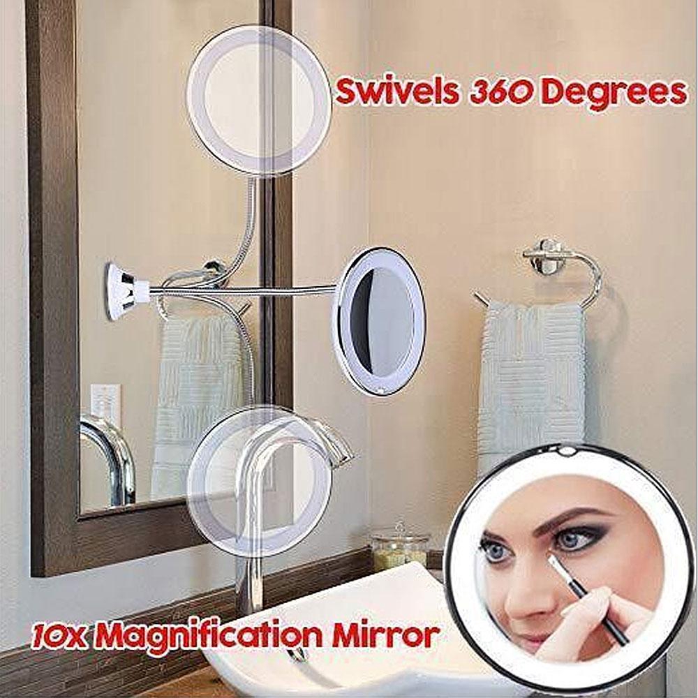 360 Degree Swivel 10x Magnifying Led Lighted Makeup Mirror Bathroom Vanity Mirror Shopee Indonesia