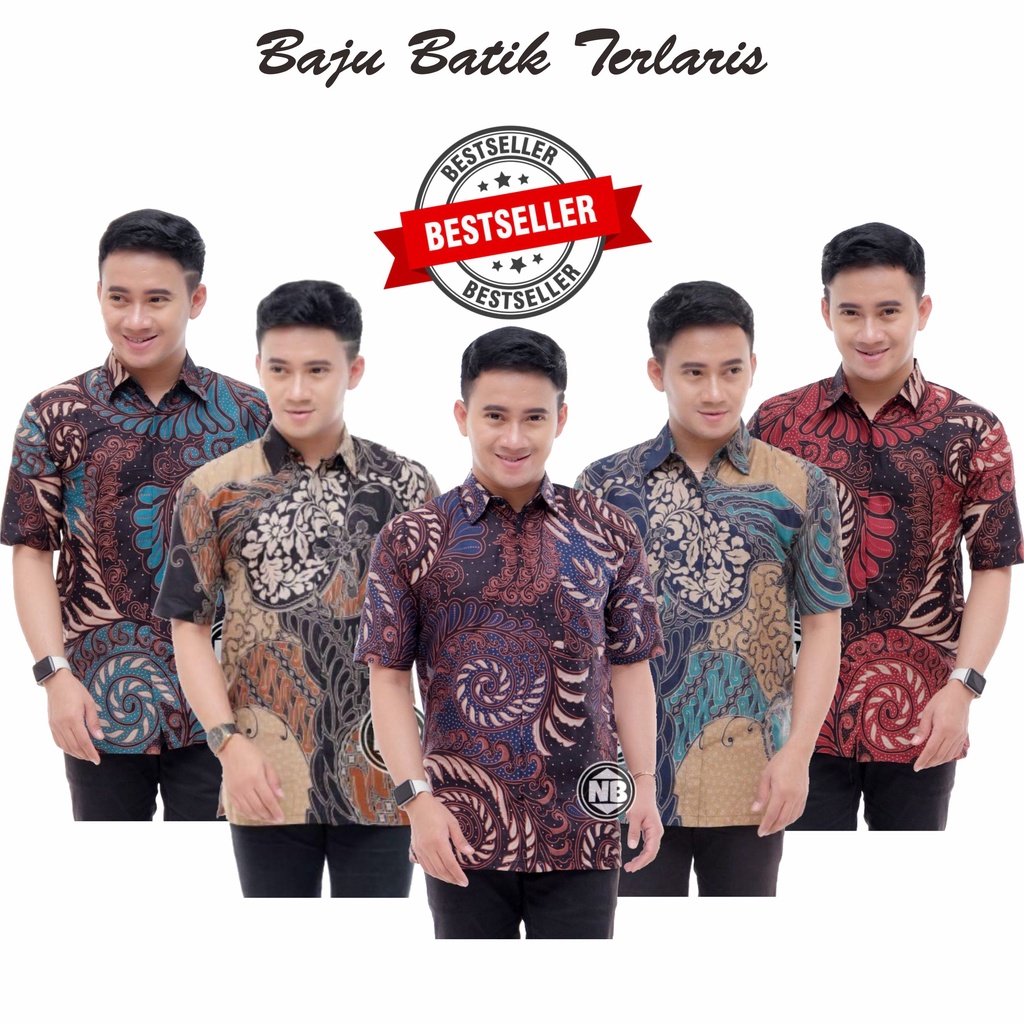 kemeja batik atasan pria lengan pendek ukuran m l xl xxl