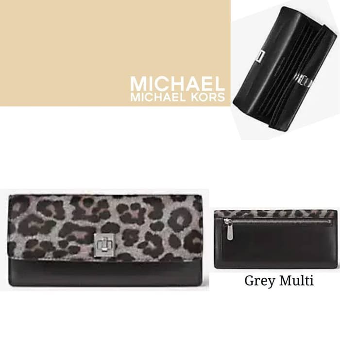 DOMPET WANITA MICHAEL KORS NATALIE LEOPARD CALF HAIR WALLET ORIGINAL