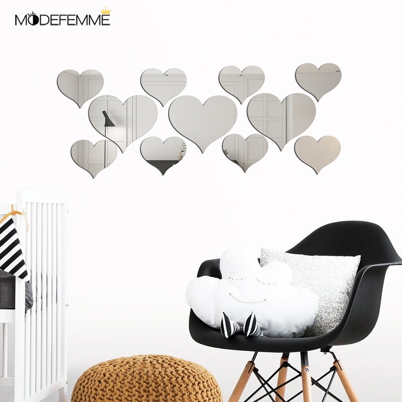 [ Acrylic Love Mirror Self-adhesive  Wall Sticker Decoration for Living Room Home Bathroom Bedroom ]