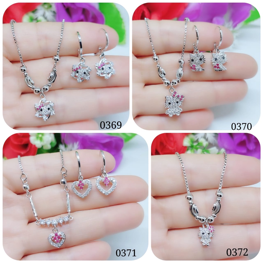 Set xuping kalung dan anting permata lapis emas perhiasan fashion 0369-0372