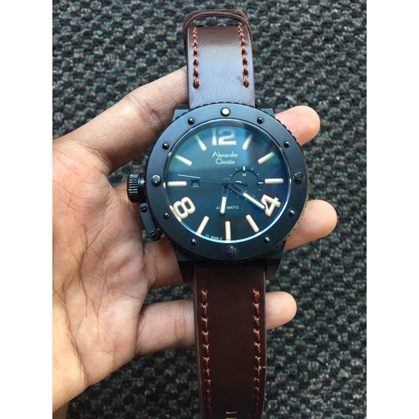 Bekas / Second / Preloved Jam Tangan Analog Automatic Original Alexandre Christie AC FullBlack Murah