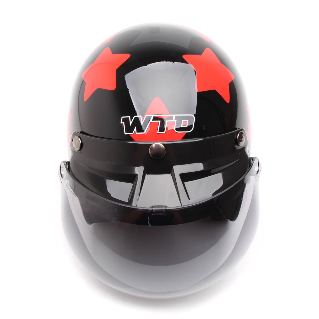 [Helm Dewasa] WTO Helm Retro - Kokhesi Bintang - Hitam Merah + Promo Gratis Masker