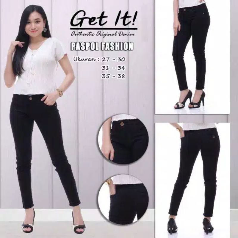 READY CELANA JEANS WARNA HITAM MERK GET IT / BAHAN SOFT JEANS