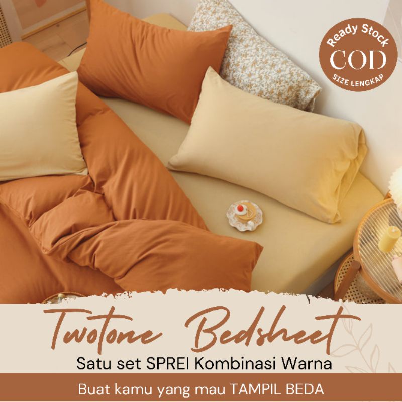 Sprei TwoTone Bedsheet Kombinasi 90x200 120x200 160x200 180x200 Seprai Mix Match Estetik Aesthetic Minimalis