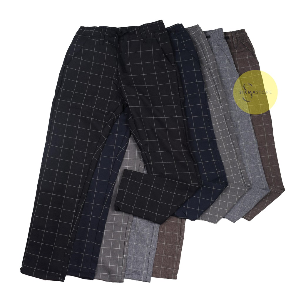 Celana Tartan Pria Kotak / Celana Katun Pria Kotak Warna