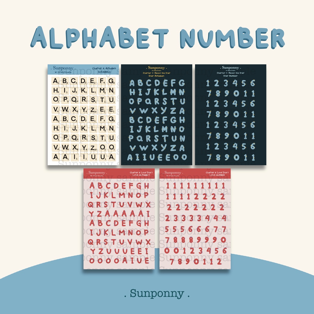 

SUNPONNY Alphabet Sticker Sheet / Stiker Kiss Cut
