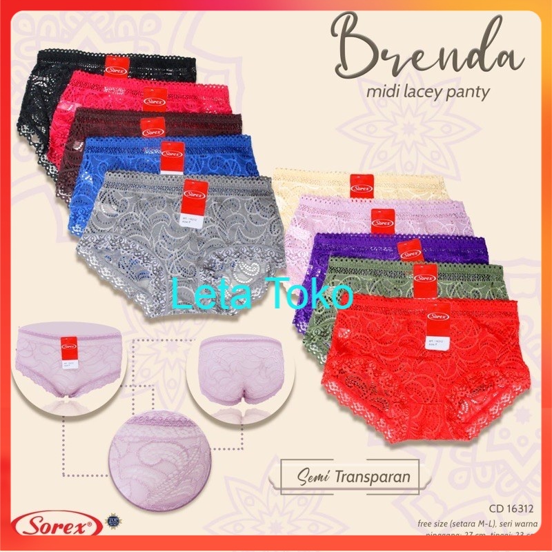Celana Dalam Sorex Brukat Bunga Cd Cewek Lusinan 16312 FreeSize Original Import Murah