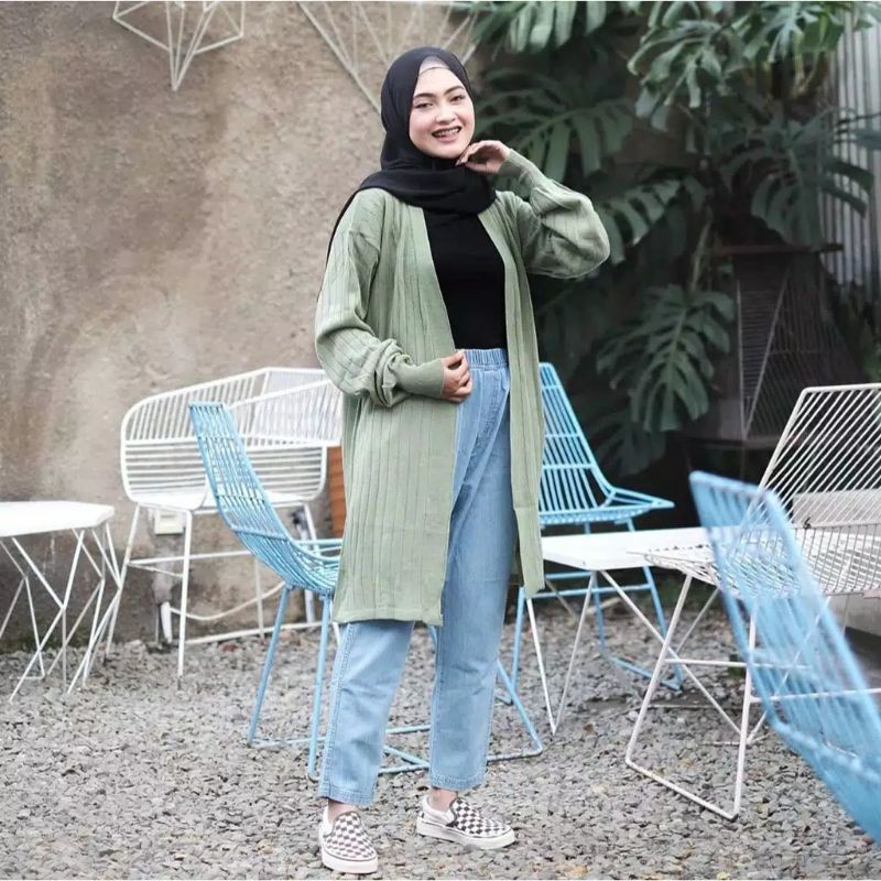 CARDIGAN BUBBLE CARDY OVERSIZE PREMIUM KNIT/ CARDIGAN Wanita Rajut Halus Lengan  BUBBLE CARDI