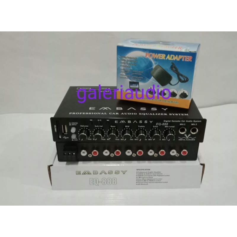Parametrik Pre amp EMBASSY EQ-888 Bluetooth USB,SD + Adaptor