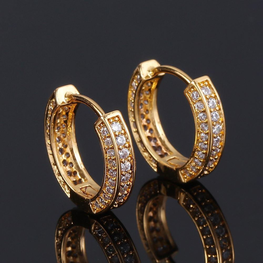 WONDER Anting Salib Wanita Pria Cubic Zirconia Perhiasan Huggie Hoop Earring Zircon Ear Stud