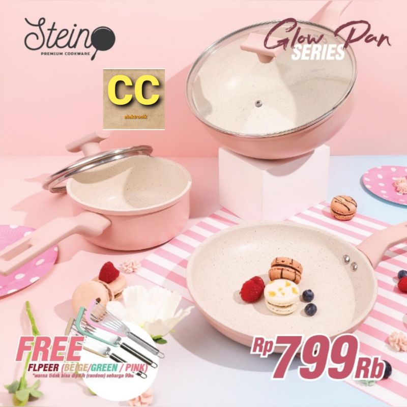 STEINCOOKWARE STEIN GLOW PAN SERIES PANCI GRANITE SET 3 PCS  STEINCOOKWARE STEIN GLOW GLOWPAN FREE F