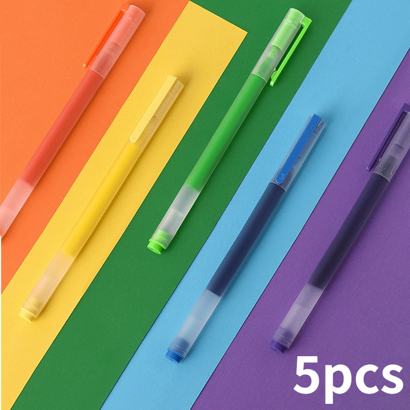 5pcs Pulpen Gel 0.5MM Tinta Warna Warni Untuk Sekolah / Kantor