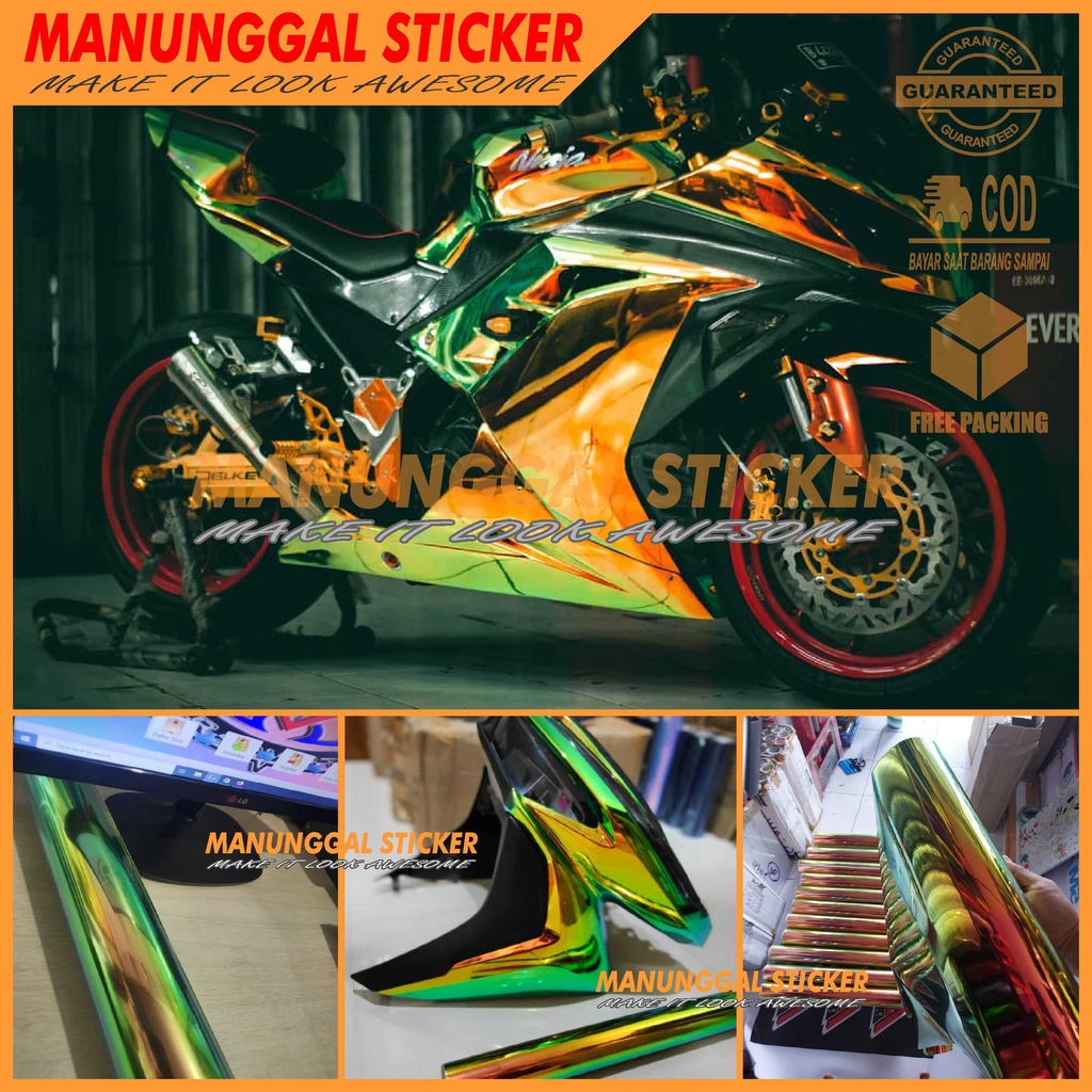 Stiker Skotlet Motor Warna Bunglon Chrome Pelangi Untuk Body Motor