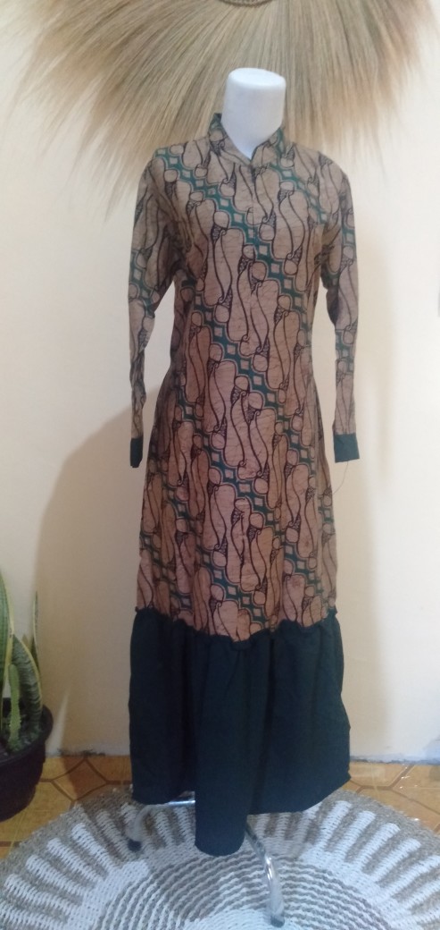 Termurah!! Gamis Batik Kombinasi Standard Dan Jumbo Ld120cm Bisa Untuk Ibu Menyusui