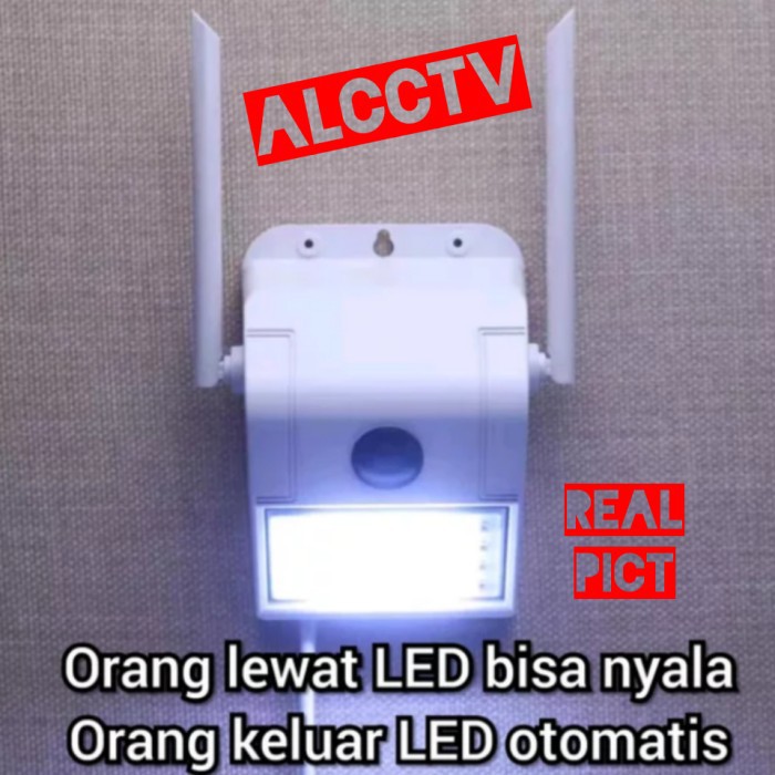Kamera CCTV IP 8MP nirkabel Rumah Luar tahan air lampu taman cahaya ganda kamera PUTIH