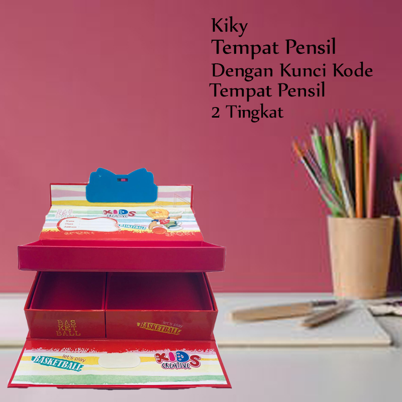 * Tempat Pensil * Kunci * Kode * 2 tingkat * Kiky