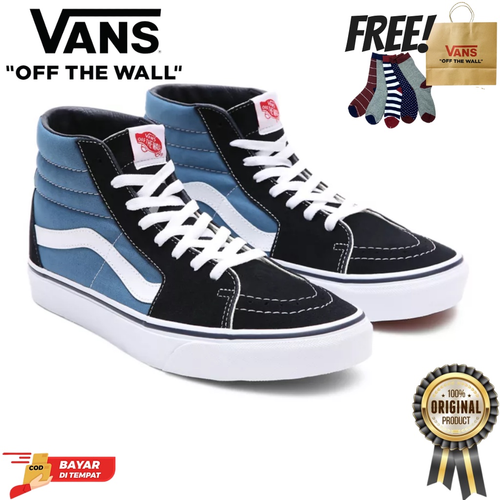 SALE DISKON! V4NS SK8-HI NAVY/WHITE CLASSIC 100% ORIGINAL BNIB