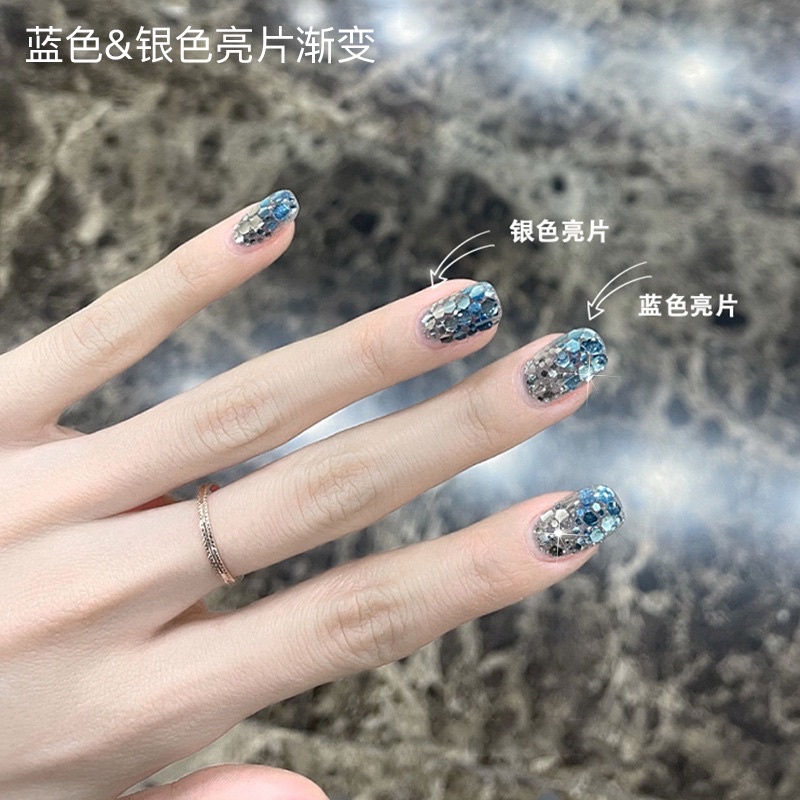 MERMAID SEQUIN GLITTER SILVER BLUE HEXAGONAL GLITTER NEW TREND GLITTER NAIL ART KUTEK GEL GLITER