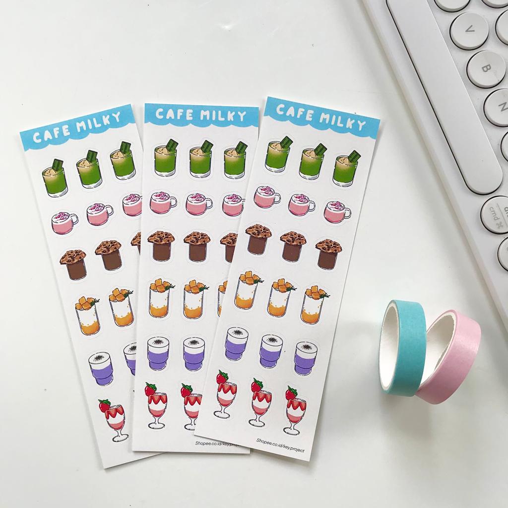 

CAFE MILKY Sticker sheet/ stiker minuman aesthetic/ stiker jurnal