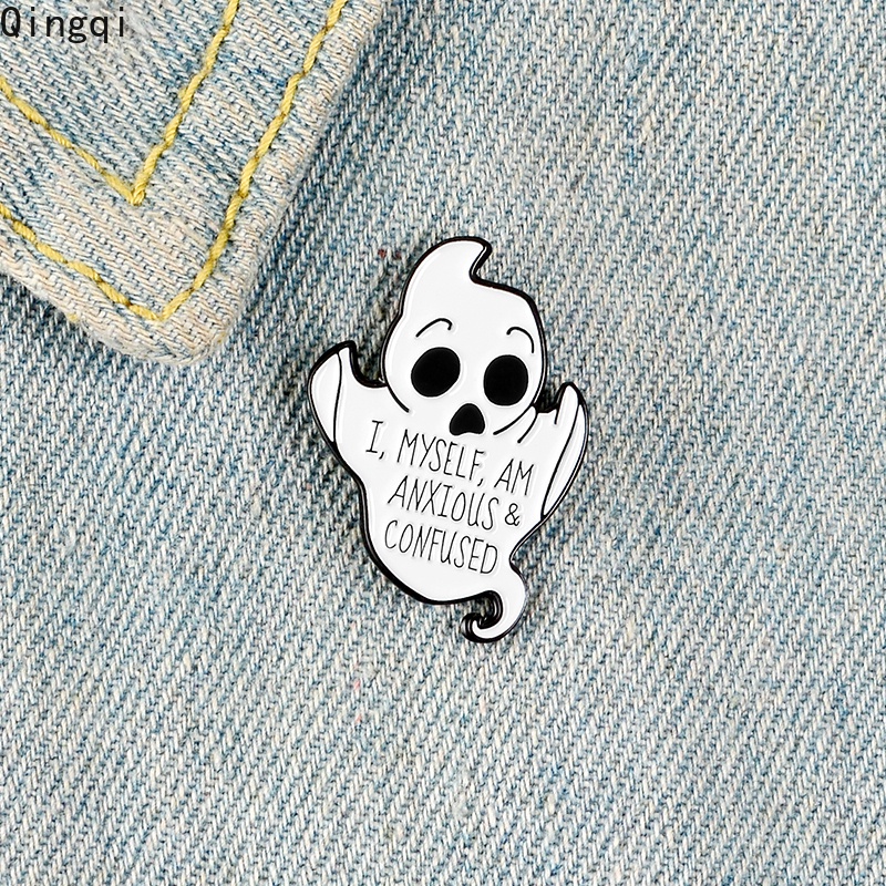 Bros Pin Enamel Desain Hantu Labu Tengkorak Halloween Untuk Aksesoris Tas Ransel