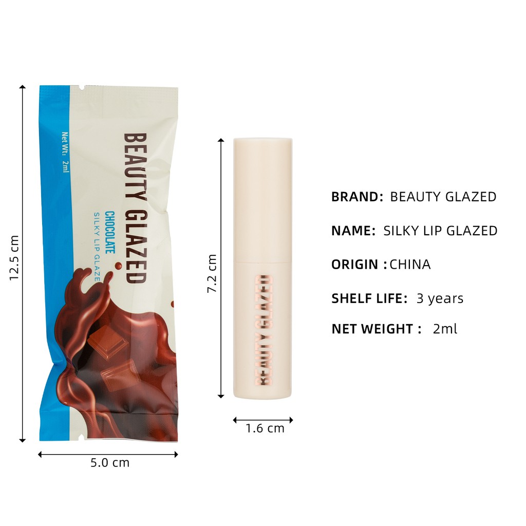 KEMASAN PUTIH ORIGINAL BEAUTY GLAZED WHITE CHOCOLATE NEW LIPSTICK MATTE LONG-LASTING SMOOTH LIQUID LIP GLOSS COSMETICS