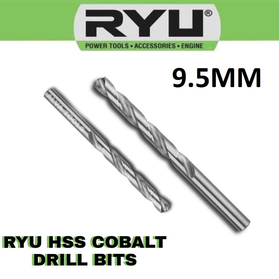 RYU HSS COBALT DRILL BITS 9.5MM 9.5 MM MATA BOR BESI BAJA STAINLESS