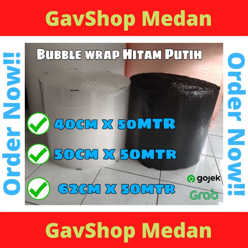 

Bubble Wrap UK [ 40cm x 50m ] [ 50cm x 50m ] [ 62cm x 50m ] Hitam Putih MTAP