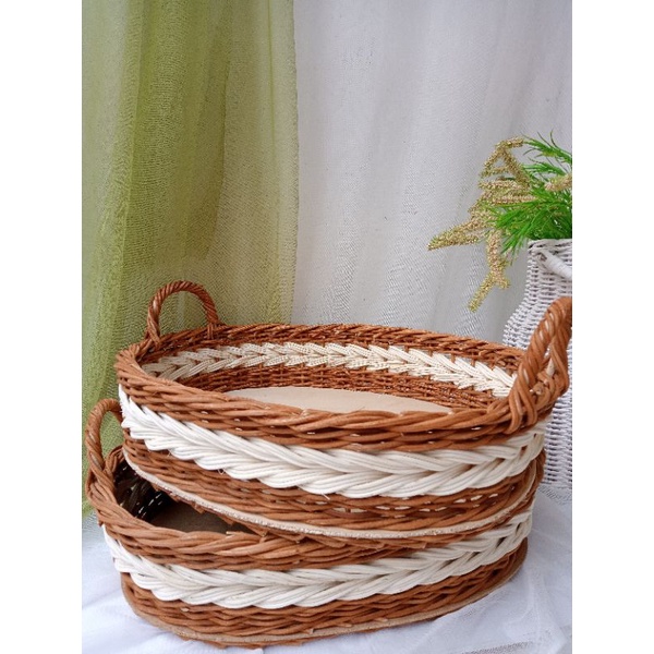 kerang rotan nampan - nampan rotan - keranjang buah - keranjang parsel - lebaran