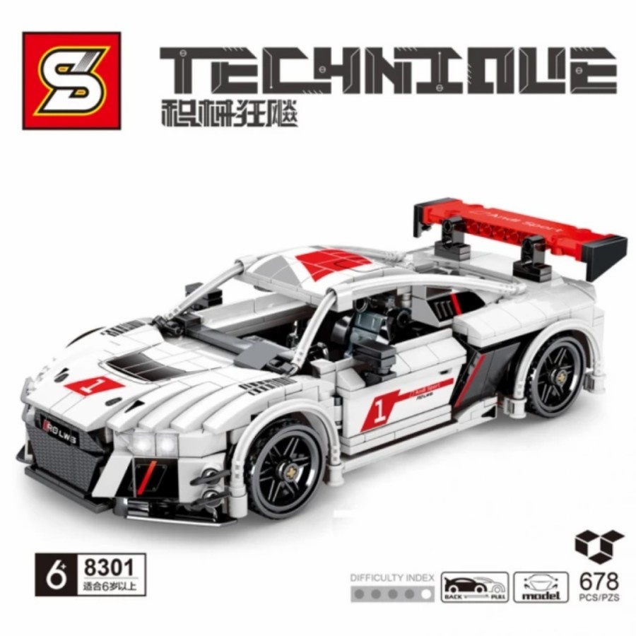 Lego Block Mobil Balap Sport Car Audi Pullback Besar