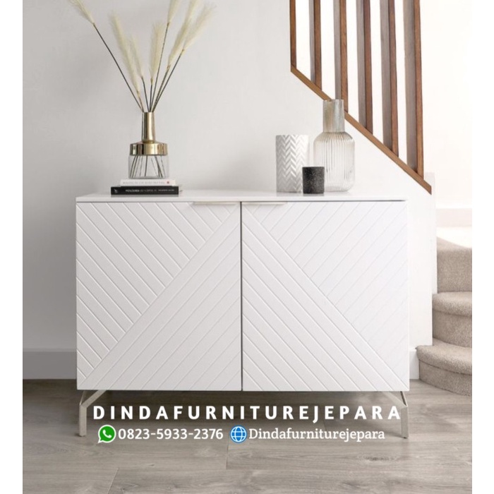 BUFFET MINIMALIS MOTIF - BUFFET PENYIMPANAN DUCO PUTIH - LEMARI BUFFET