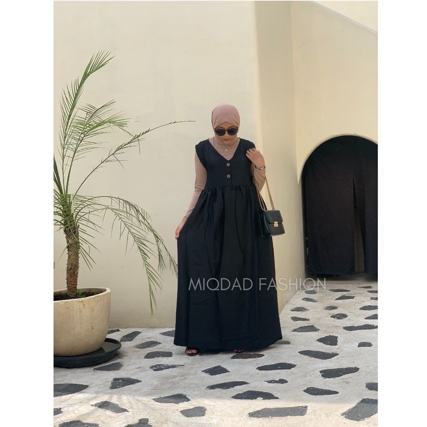 Scarla overall / Overall Kancing Depan /Fashion Muslim Remaja / Inner dress tanpa lengan/Inner Bumil Busui/Inner Gamis Tanpa Lengan/Inner Long Dress /-1