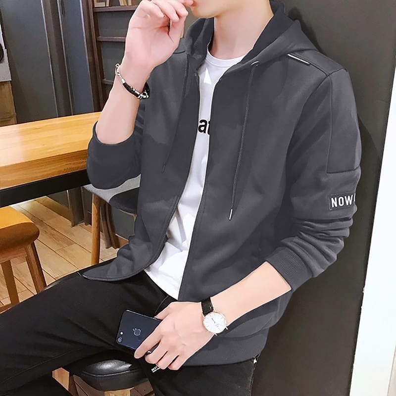 JAKET SWEATER PRIA HOODIE COWOK LENGAN PANJANG NOW FASHION KEKINIAN DISTRO