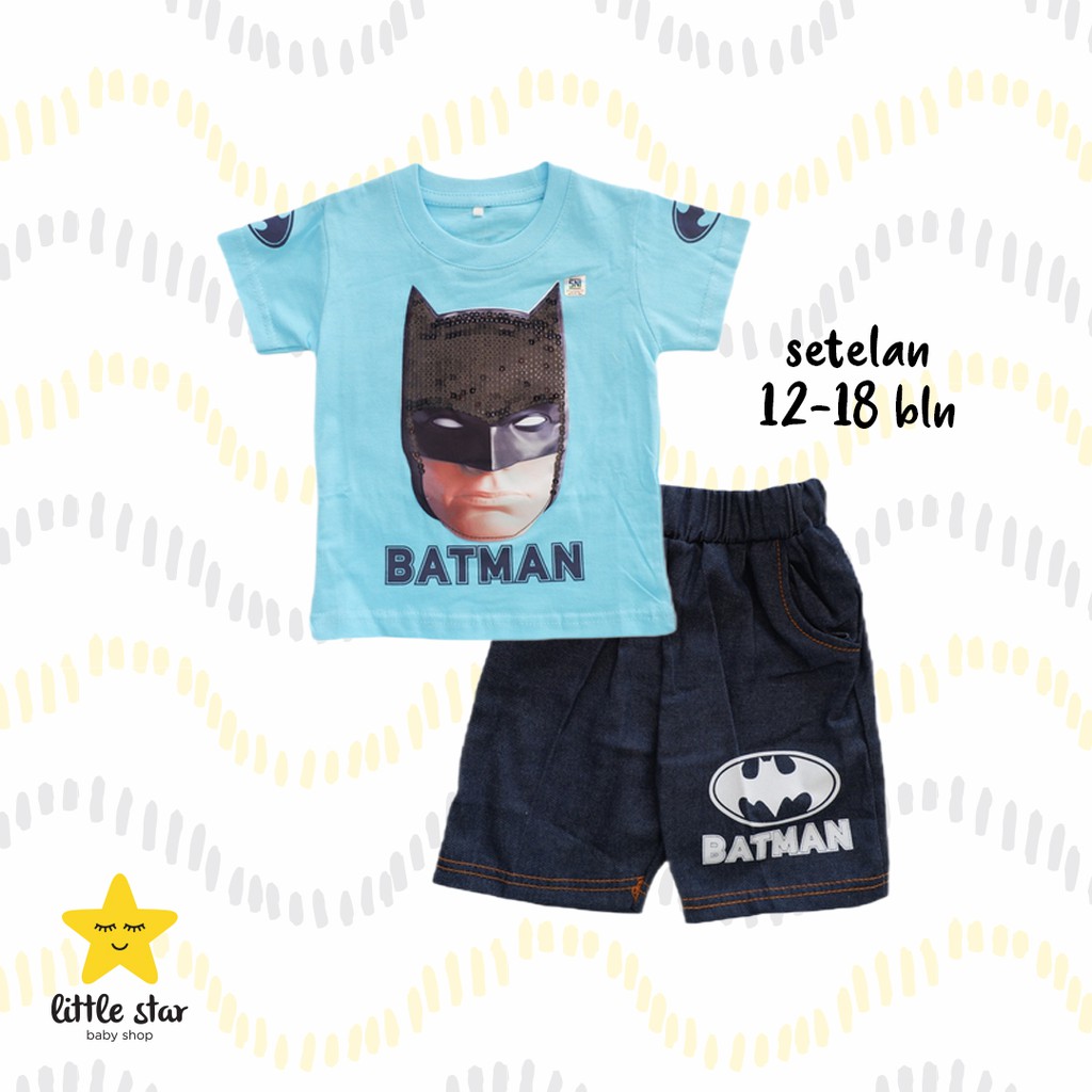 Setelan Anak Cowok | Set Baju Batman Anak Laki | Kaos Celana