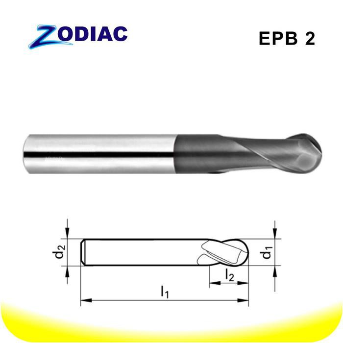 Zodiac Carbide Ballnose 1Mm X 50Mm Hrc45 2Flutes