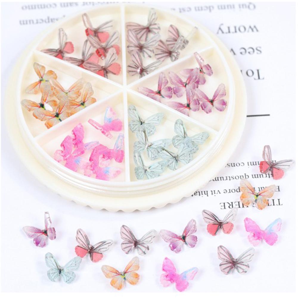 AUGUSTINA Agustin 3D Butterfly Nail Art Dekorasi 30pcs/roda Manikur Elegan Tips DIY Perhiasan Kuku Aneka Kuku Berlian Imitasi