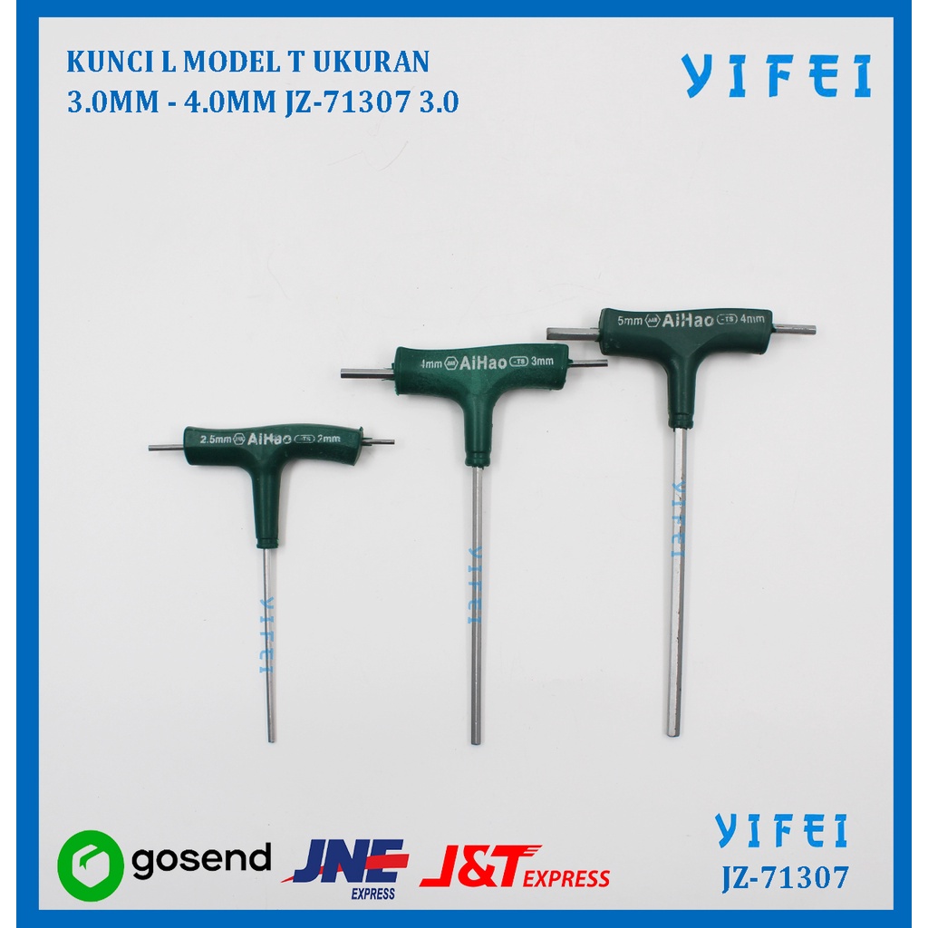 KUNCI L MODEL T UKURAN 3.0MM - 4.0MM HEXAGON SCREW YIFEI-71307 3.0