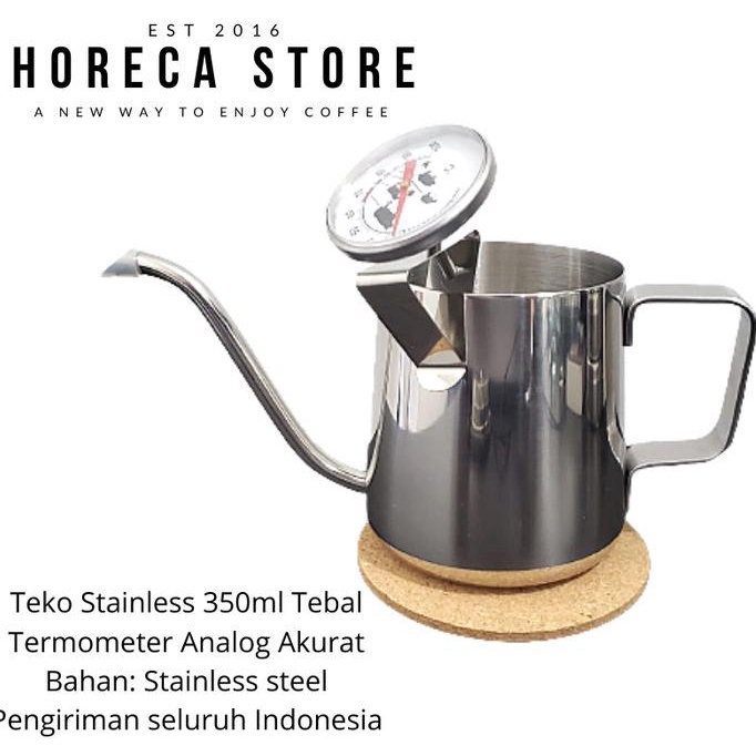 Teko Leher Angsa Termometer 350ml Stainless - Gooseneck Kettle Termo