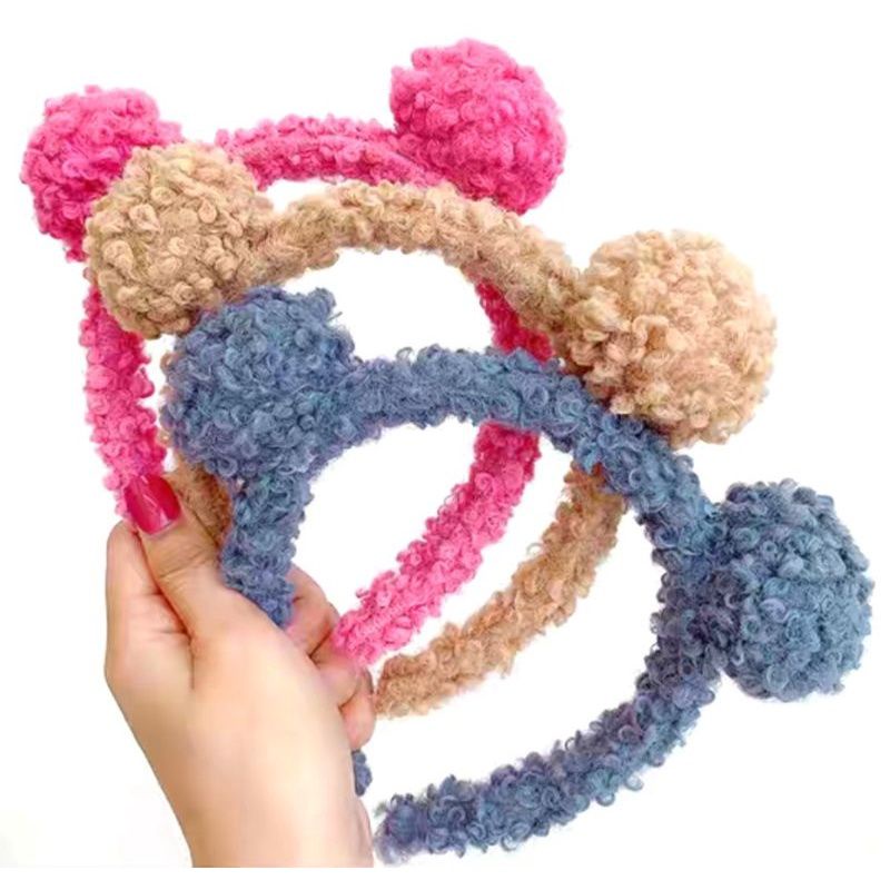 Bando Pom-Pom Bulu / bandana Pom-Pom Bulu Remaja / Dewasa